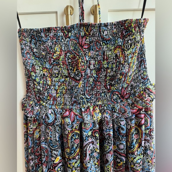 Paisley Smocked Halter Midi Dress - Sz XS - Picture 3 of 9
